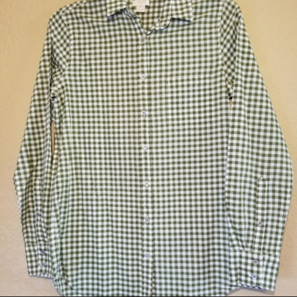 J Crew Gingham Button Down Boy Fit Shirt